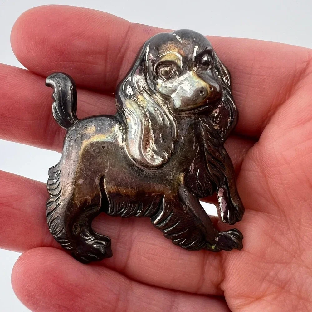 Vintage‎ Lang Sterling Silver Cocker Spaniel Dog Brooch 2